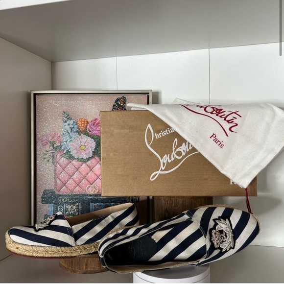 Christian Louboutin Navy and White Espadrilles